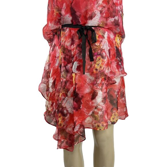 Sundance Catalog Silk Dress Size 8 Floral Flowy Asymmetric Hem Boho Fairycore - Picture 3 of 7